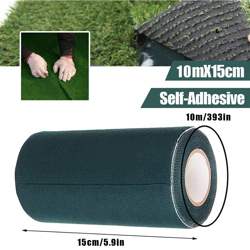 Nastro di Giuntura ad Erba Artificiale, Erba Nastro Banda Giunzione di Prato Sintetico Tappeto Pre-incollata per Posa Erba da Giardino Balcone Top Qualità 15cm*10m