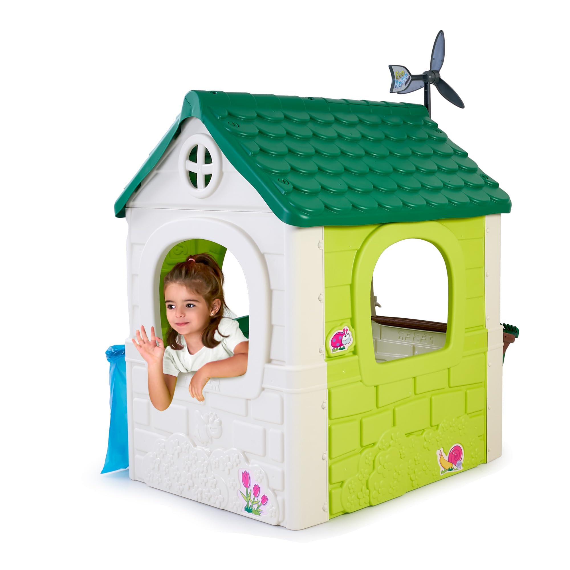 FEBER - Casa Ecologica, Educativa con Giochi Ecologici, Orto Urbano, 2 Cestini per Rifiuti, un Mulino a Vento, per Bambini e Bambine Amanti della Natura, da 2 anni, Famosa (FEH16000) Versione attuale