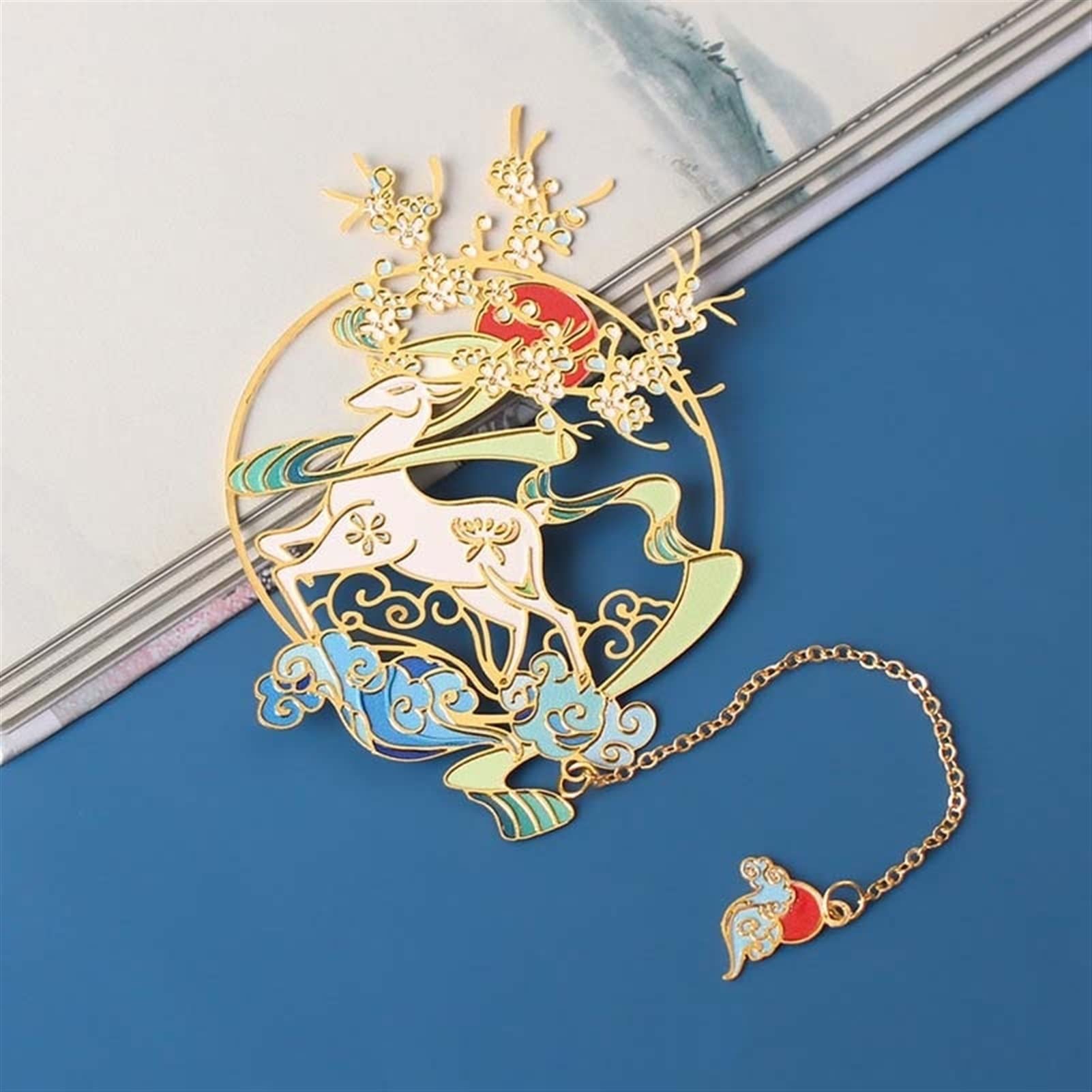SUNESA Lesezeichen Retro Hollow Metal Lesezeichen kreative chinesische Art Kunst Schönheit Schüler Lehrer Lieferungen Buch Mark Office School Schreibwaren Buch Markierungen (Color : B)