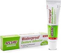 Vista 14 de Secure Sensitive Gums - Adhesivo impermeable para dentaduras postizas con goma de mascar de aloe vera y mirra, extra fuerte durante todo el día