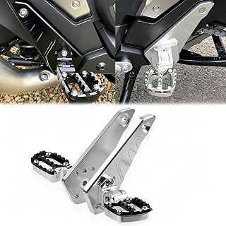 FOR X-ADV750 XADV750 xadv750 2025 配件 摩托车 CNC 铝制前脚踏垫 可折叠 后座脚踏垫 汽车踏板 (银色 黑色标志) [平行进口商品]