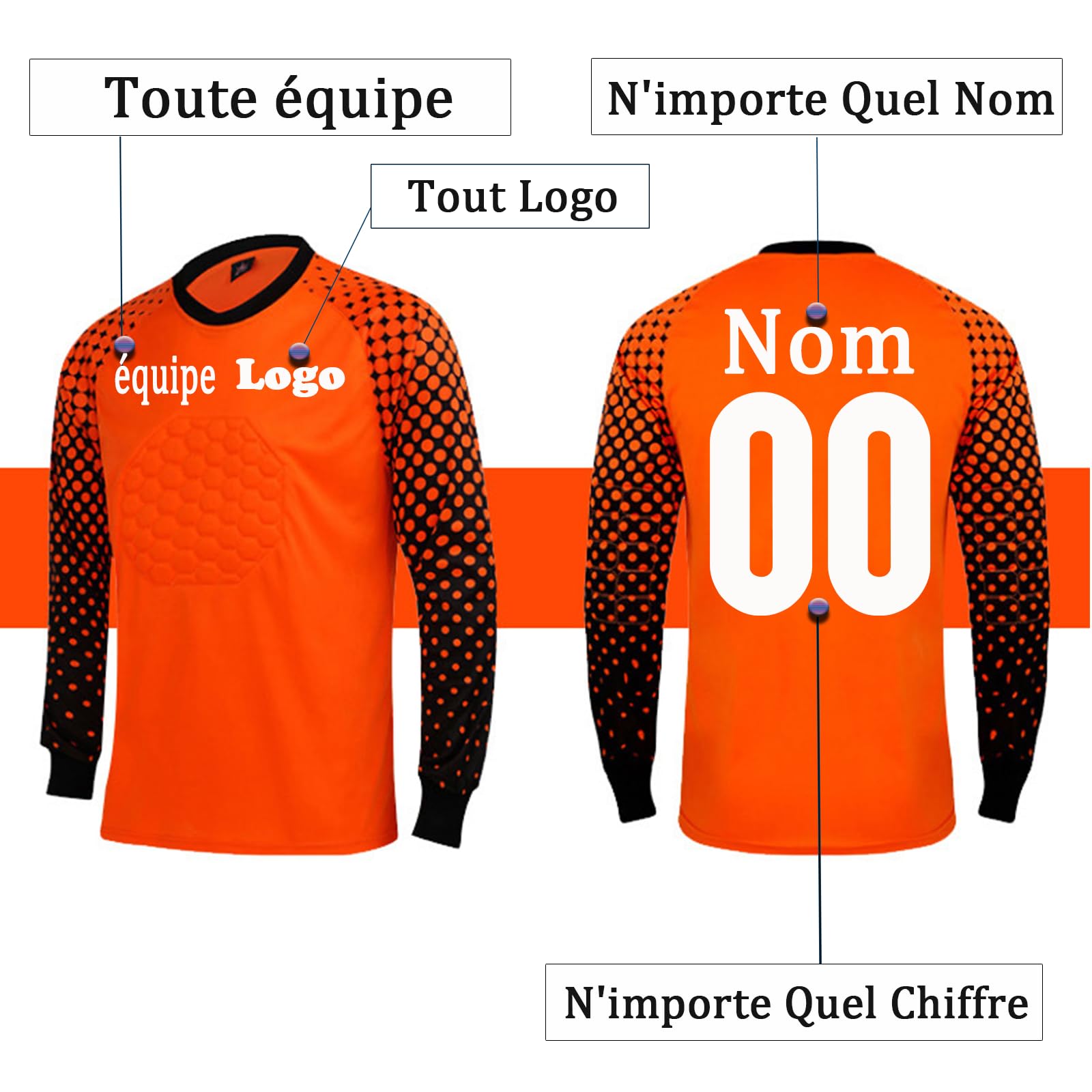 Personnalisez Le Maillots de Gardien de Football Garçon Personnalisés Maillot Gardien de But Enfant Hommes Femmes Tenue Gardien