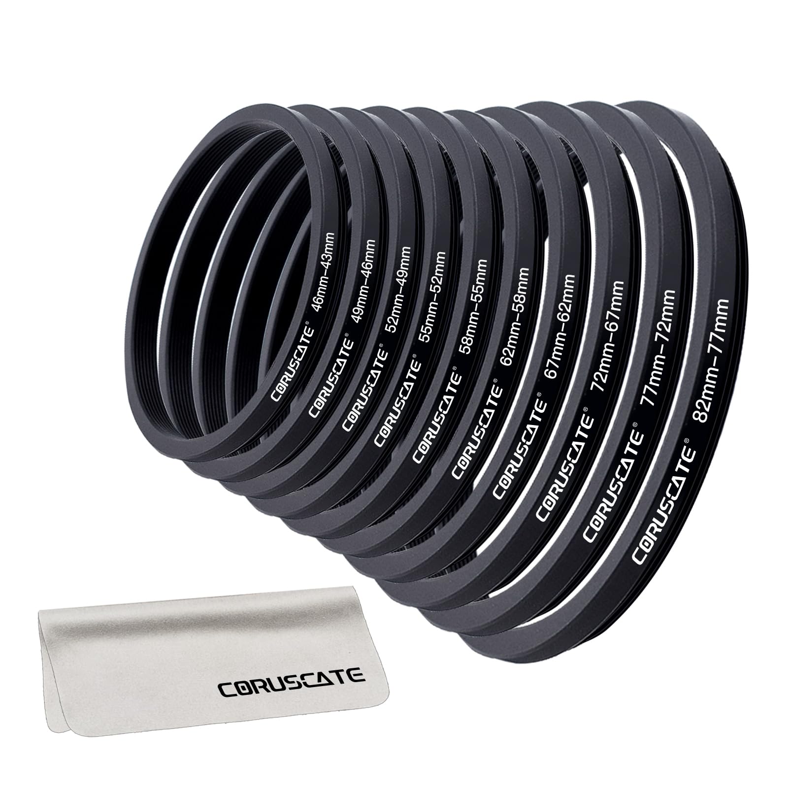 10 sztuk (82 ~ 43 mm) zestaw adapterów do wszystkich marek pierścieni krokowych, UV ND CPL 82-77 mm/77-72mm/72-67mm/67-62mm/62-58mm/58-55mm/55-52mm/52-49mm/49-46mm/46-43mm + czyszczenie obiektywu