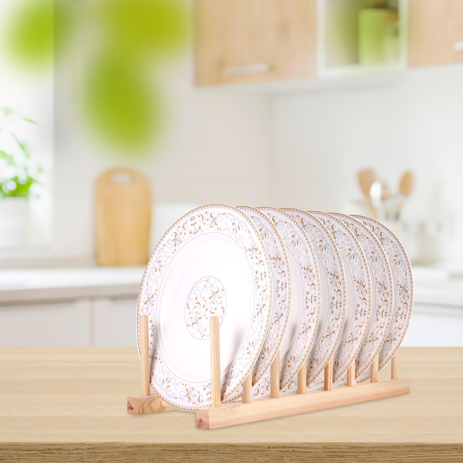 Kssvzz 2Pcs Wooden Plate Rack, Kitchen Wood Dish Rack, Wooden Chopping  Board Holder, Plates Tray Storage Rack for Plate, Cup, Pot Lid