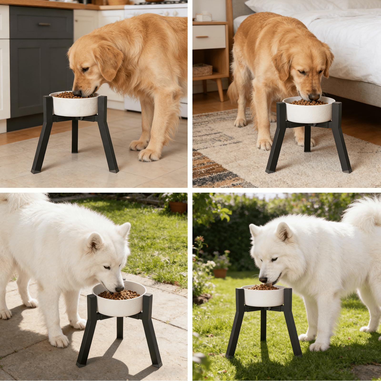 Lot de 2 supports surélevés pour gamelles pour chiens de grande taille, largeur réglable de 17,8 à 27 cm, support surélevé pour gamelle d'eau (bol non inclus)