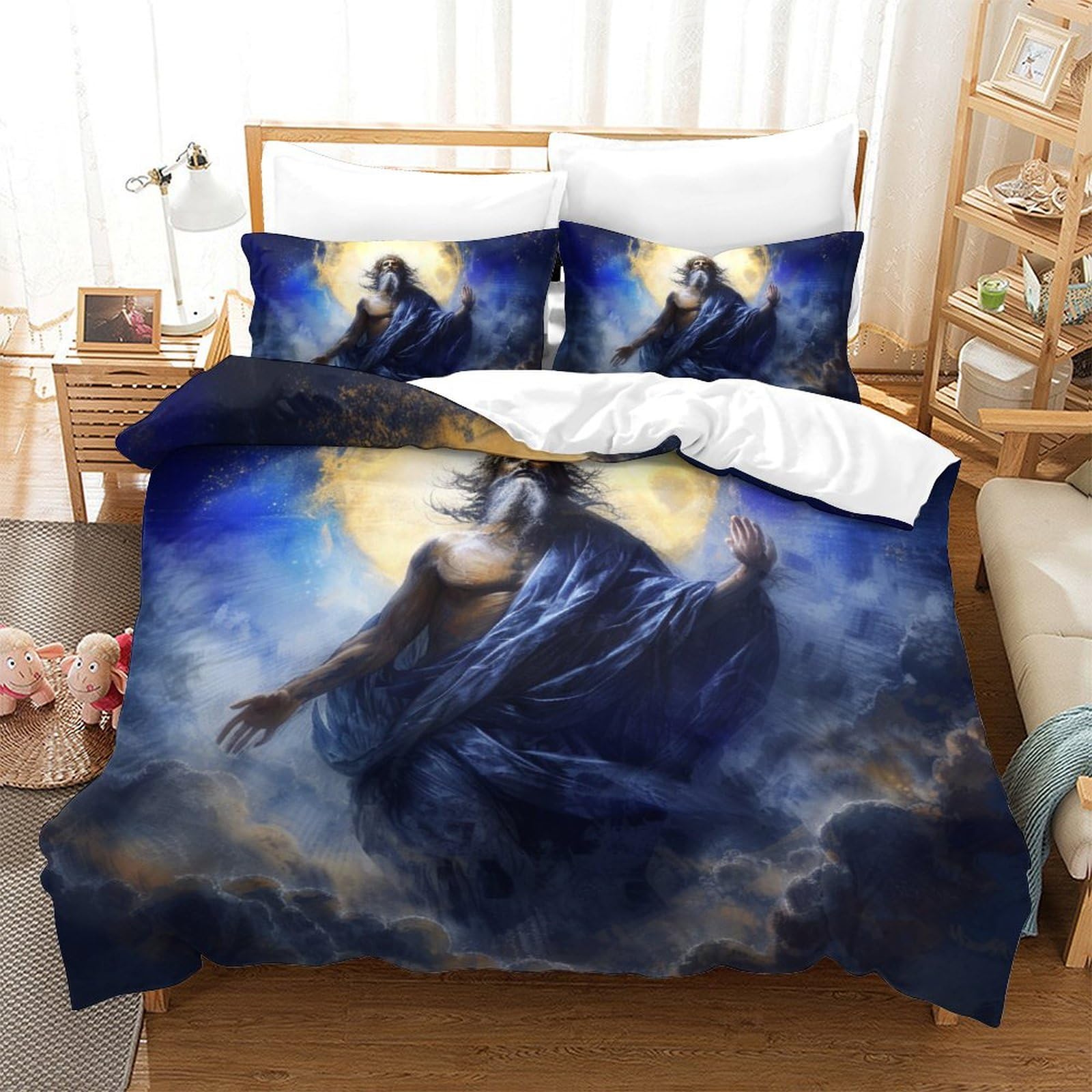 Housse de couette Jésus 200x200 pour lit double enfant, fini les draps austères