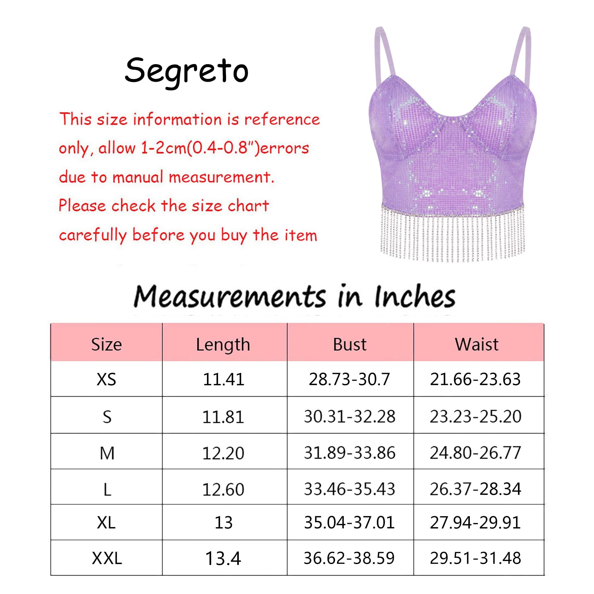 Segreto Camiseta de tirantes para mujer, con lentejuelas, sin mangas, tirantes finos, sexy, para festivales, fiestas, clubes
