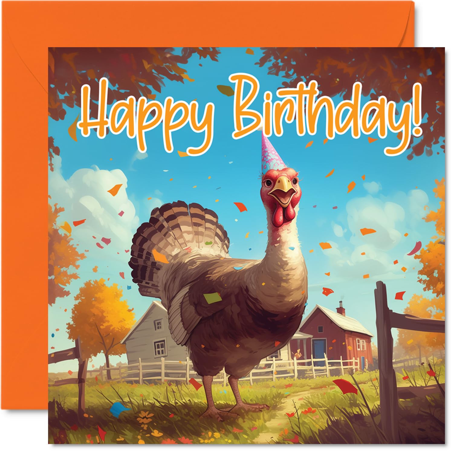 Turkey Birthday Cards - Farm Farmyard Party - Happy Birthday Card for Son Daughter Brother Sister Grandson Granddaughter Niece Nephew Cousin, 145mm Bday Greeting Cards