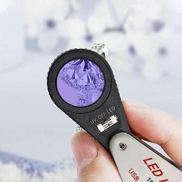 15X Jewelers Loupe with LED & UV Light - Rechargeable Pocket Loupe Magnifier with 22mm Triplet Lens Metal Construction, Illuminated Jewelry Loop Magnifying Glass for Jewelers, Watch Repair, Hobbyists