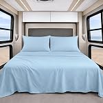 Shreem Linen Luxury 4 Piece Microfiber RV Sheet Set, Deep Pocket Fits Up to 10 inch, Soft, Wrinkle-Resistant, Camper, Travel Trailer Bedding, 3/4 Full Bunk 48x75, Dark Grey