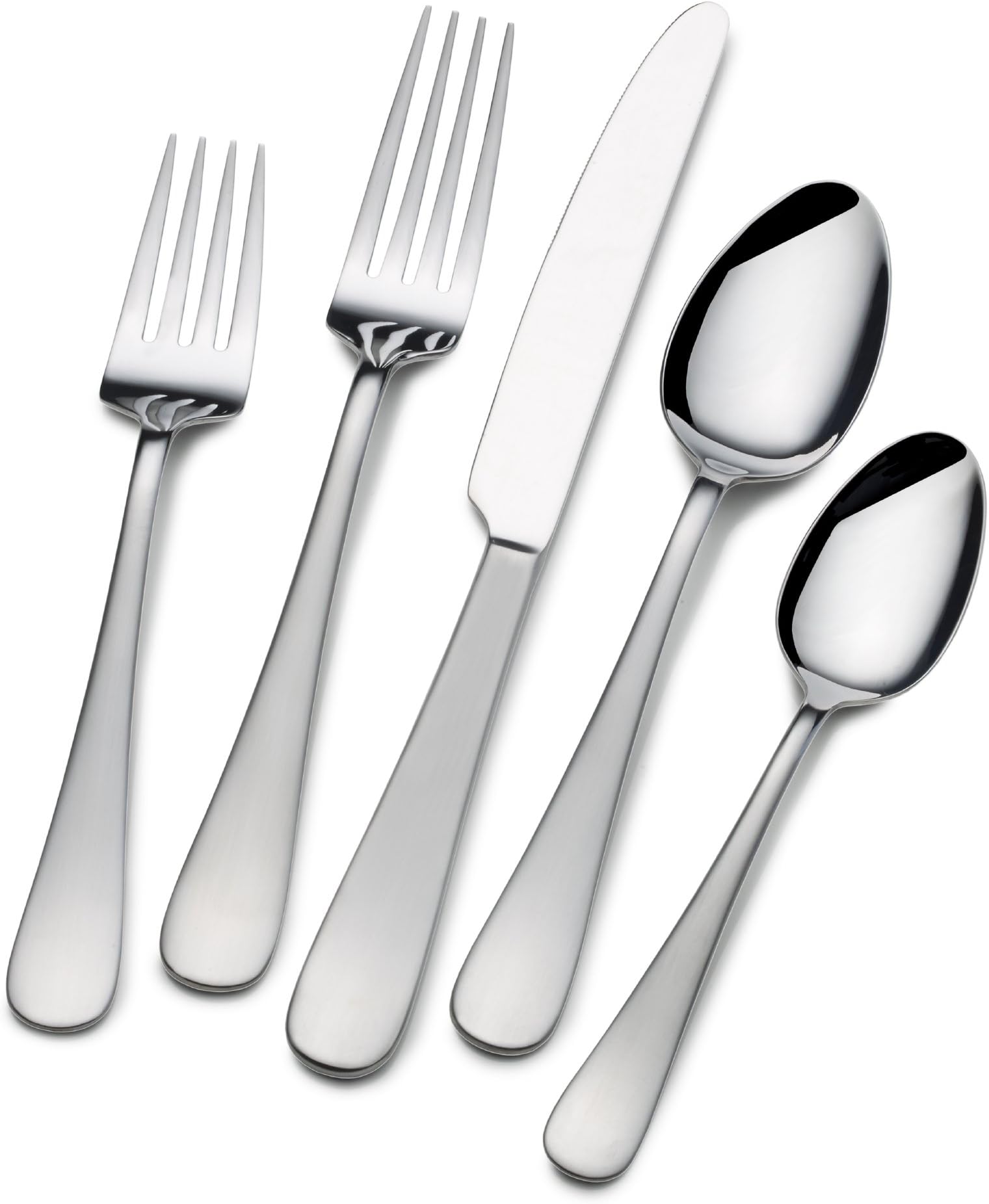 Gourmet Basics by Mikasa5159189 Satin Symmetry 20-Piece Stainless Steel Flatware Set, Service for 4
