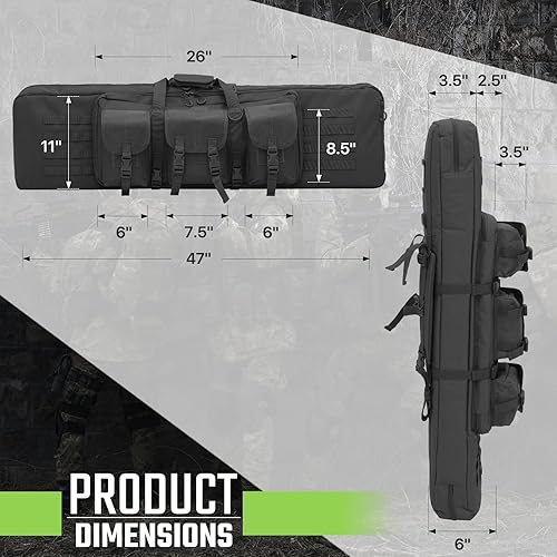 Miniatura 3 de Magshion 36404247 Inch Soft Gun Case for Rifles, Double Shotgun Case for Hunting and Shooting Range, Long Rifle Backpack wStrap, Lockable