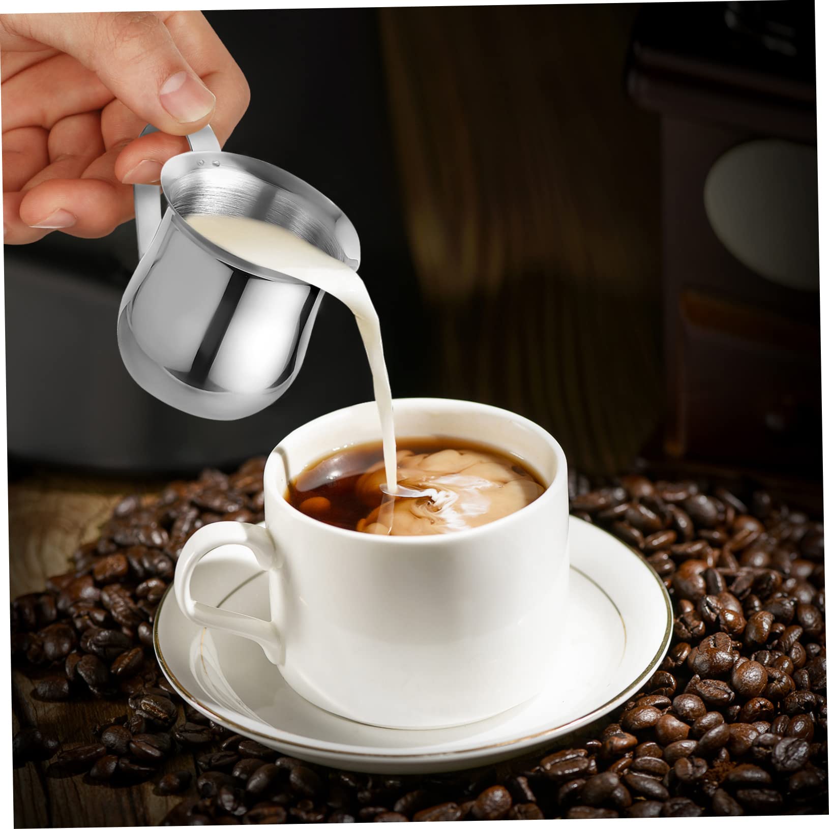 DOITOOL 6piezas Jarras De Acero Inoxidable Para Espumar Leche Para Cappuccino y Latte Diseño Ergonómico y Punta Precisa Para Vertido Controlado