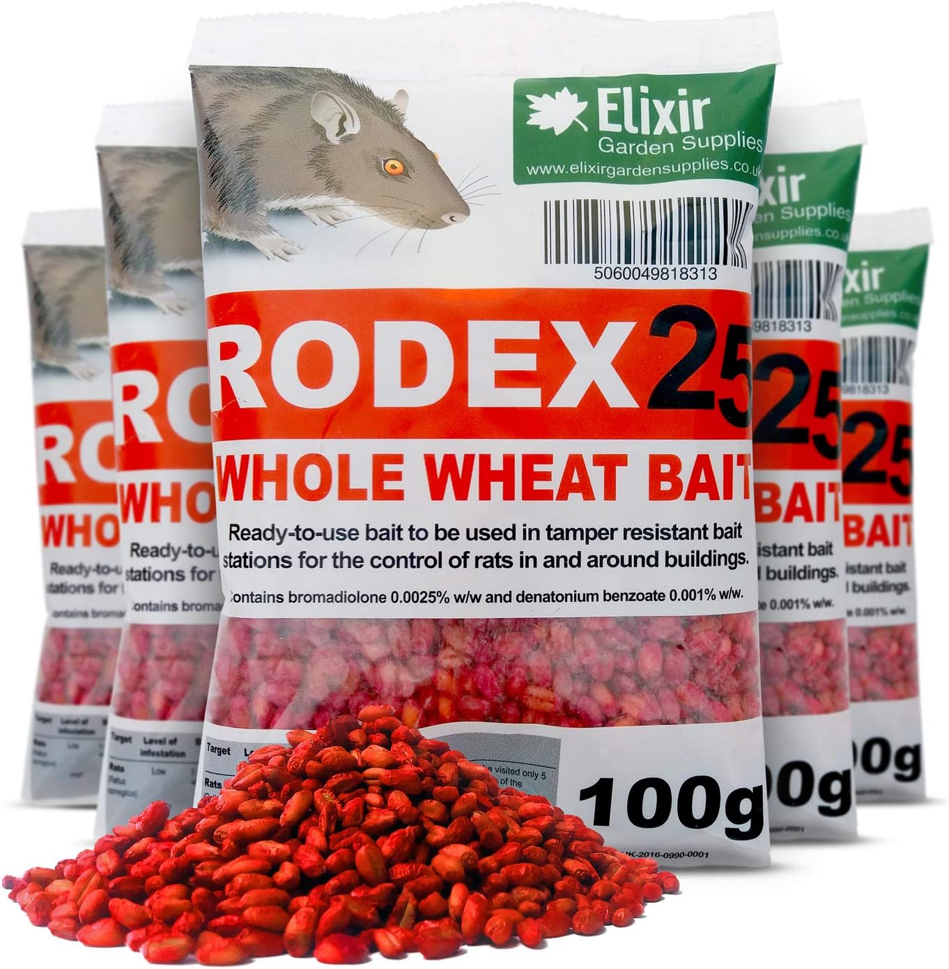 Elixir Gardens Rat Poison Poisoning/Killer 1kg Strongest Grain Available Online 10 x 100g Sachets Rodex Rodent Control PRIME