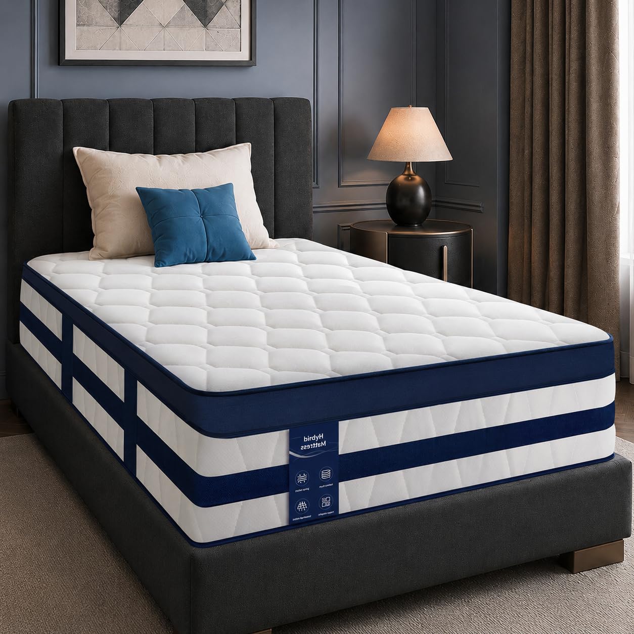 Small Double Mattress, 10 Inch Hybrid with Memory Foam & 7-Zone Springs