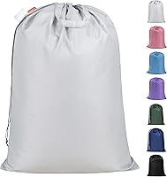 Polecasa Extra Heavy Duty Laundry Bag 28x36in - Tear Resistant Drawstring Hamper for College Dorm Travel Storage Silver