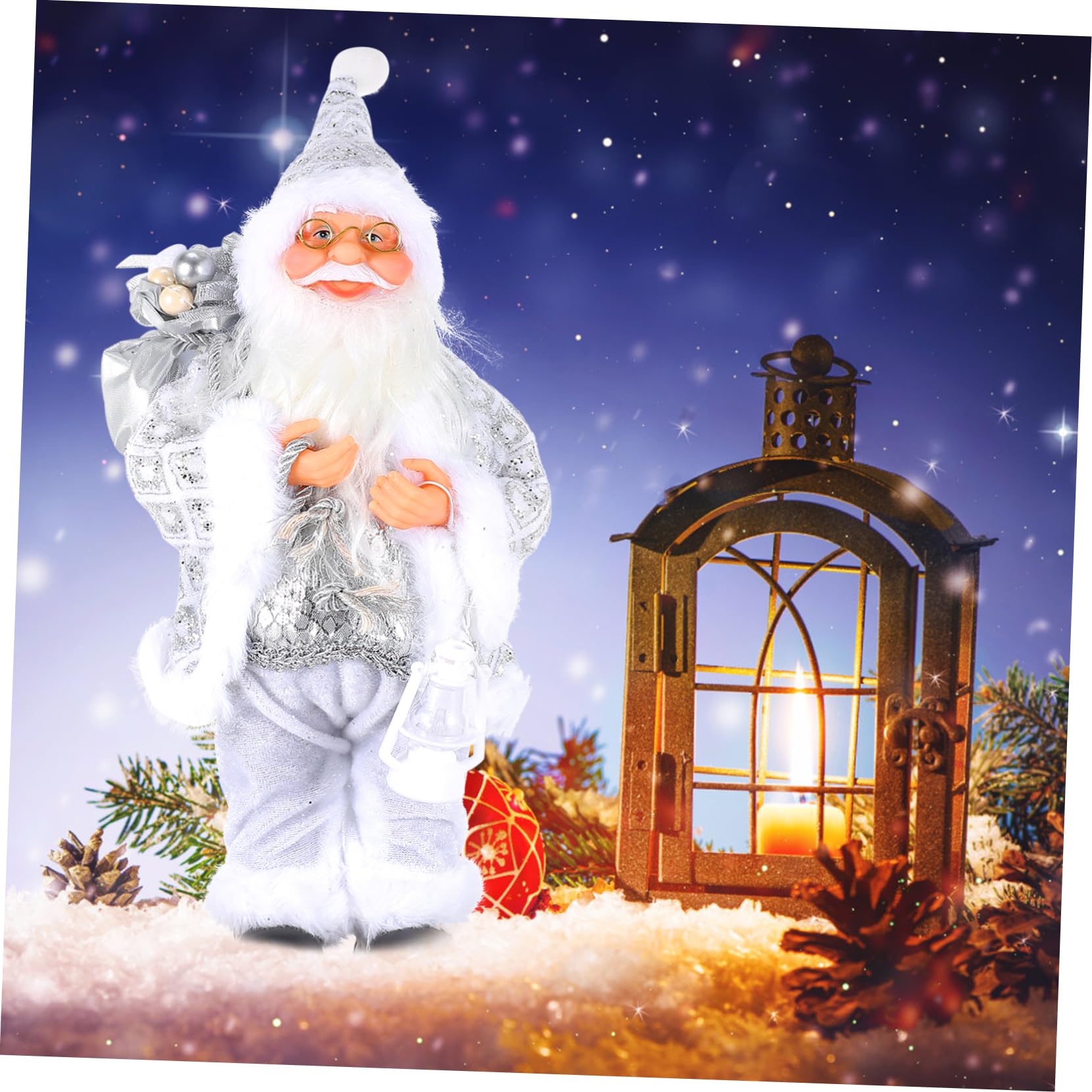 Cabilock 1pezzi Decorazione Natale di Babbo Natale Bambola di Babbo per Cartoni Animati Ornamento da Tavolo per Feste