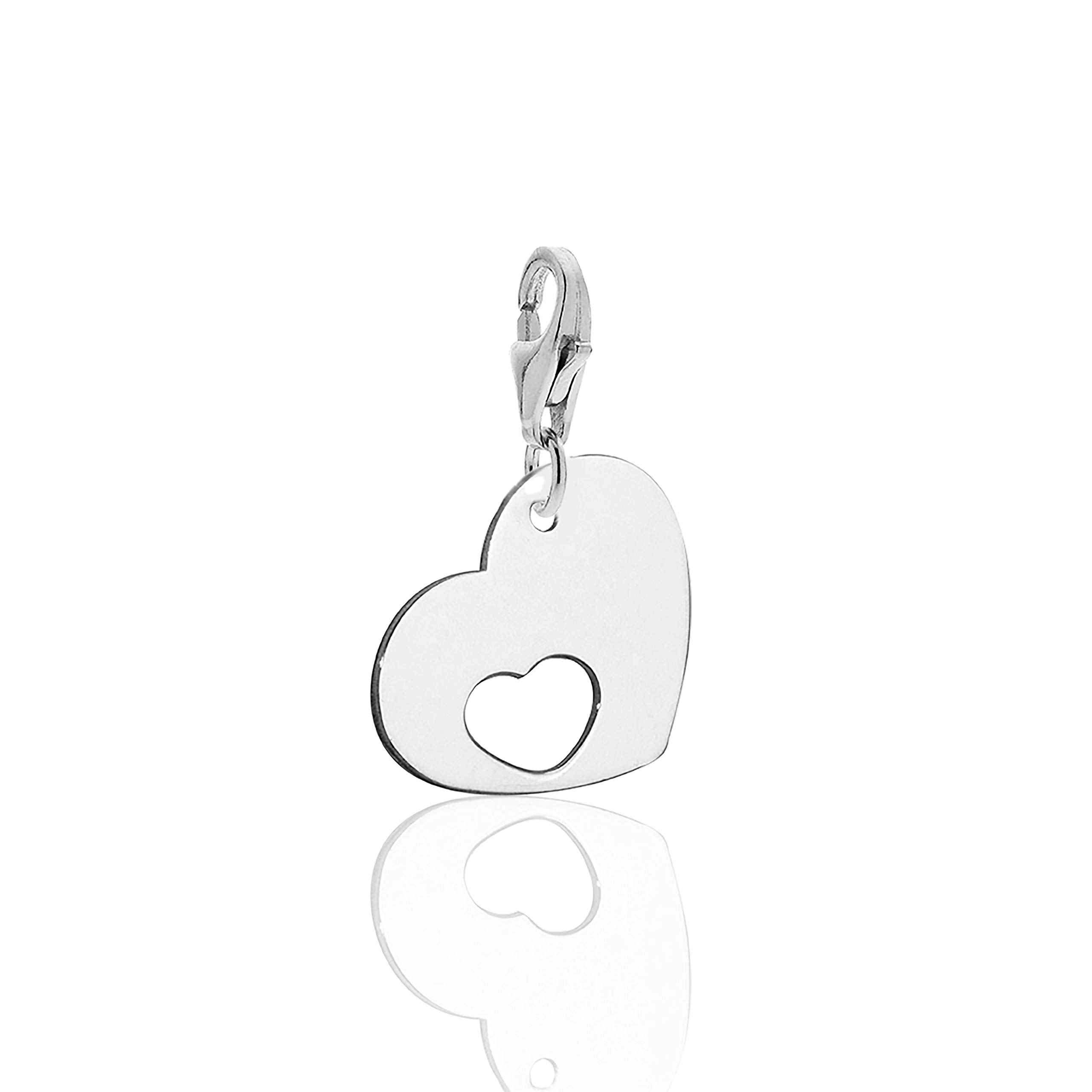 WOSTU Ciondolo con chiave a forma di cuore aperto in argento sterling 925, adatto per bracciale fai da te, collana, regalo d'amore unico per mamma, ragazza, amica, moglie acquista in modo economico