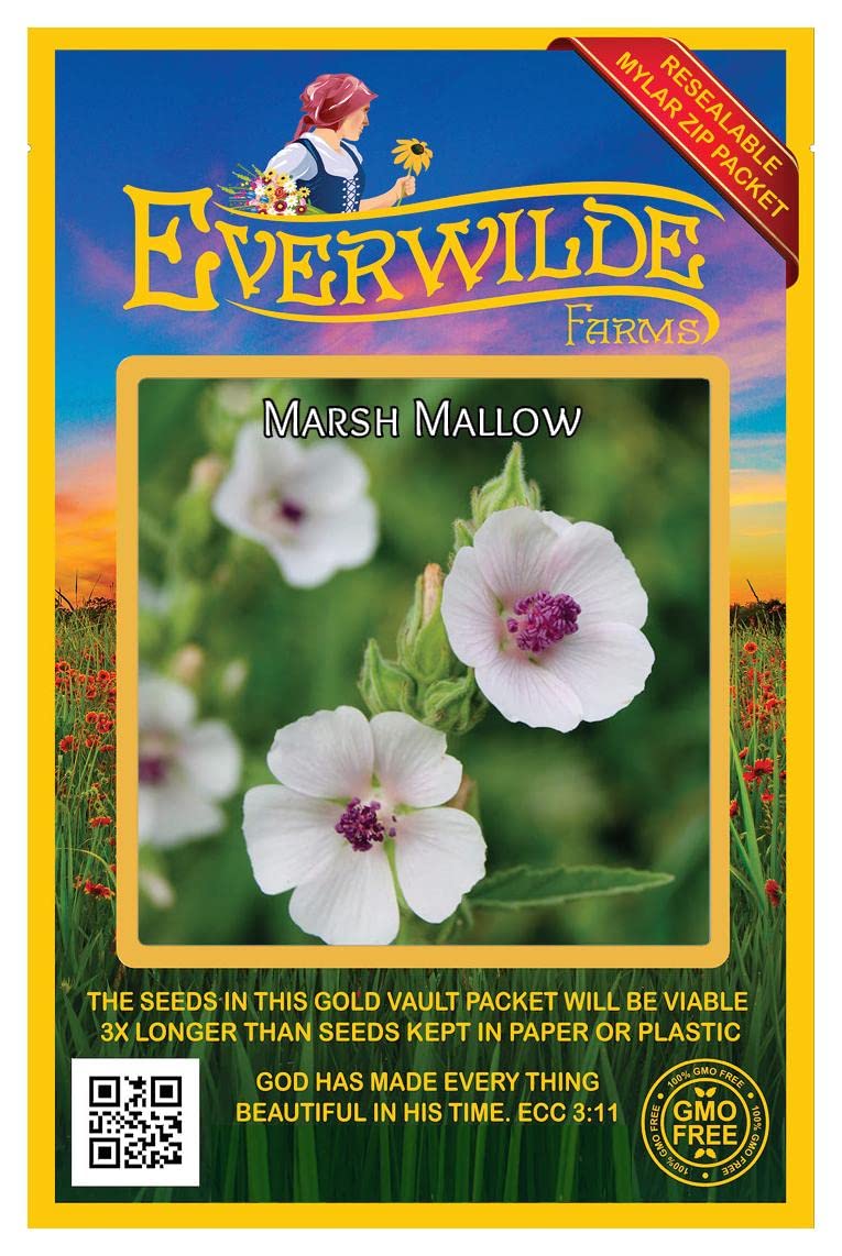 Everwilde Farms - 150 Marsh Mallow Wildflower Seeds - Gold Vault Seed Packet