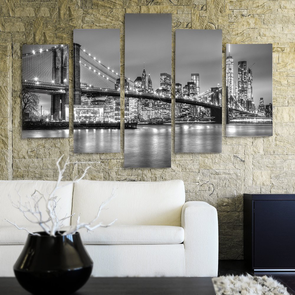 Stampa città Brooklyn Bridge bianco e nero | Quadri moderni e stampe da parete