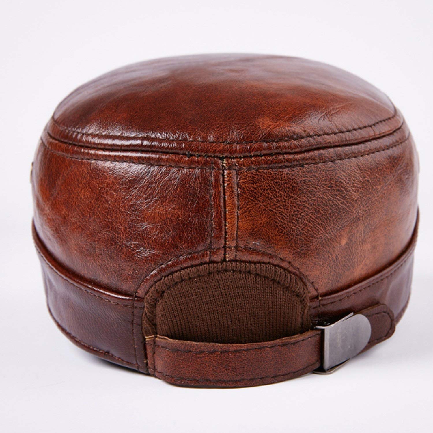 Sombrero Tapa de Cuero Cuero Tapa Plana Gorra Caer Cálido Mantenimiento de la Protección Contra el Oído 2020 Nuevo, Mejor Comodidad/Red Brown/L