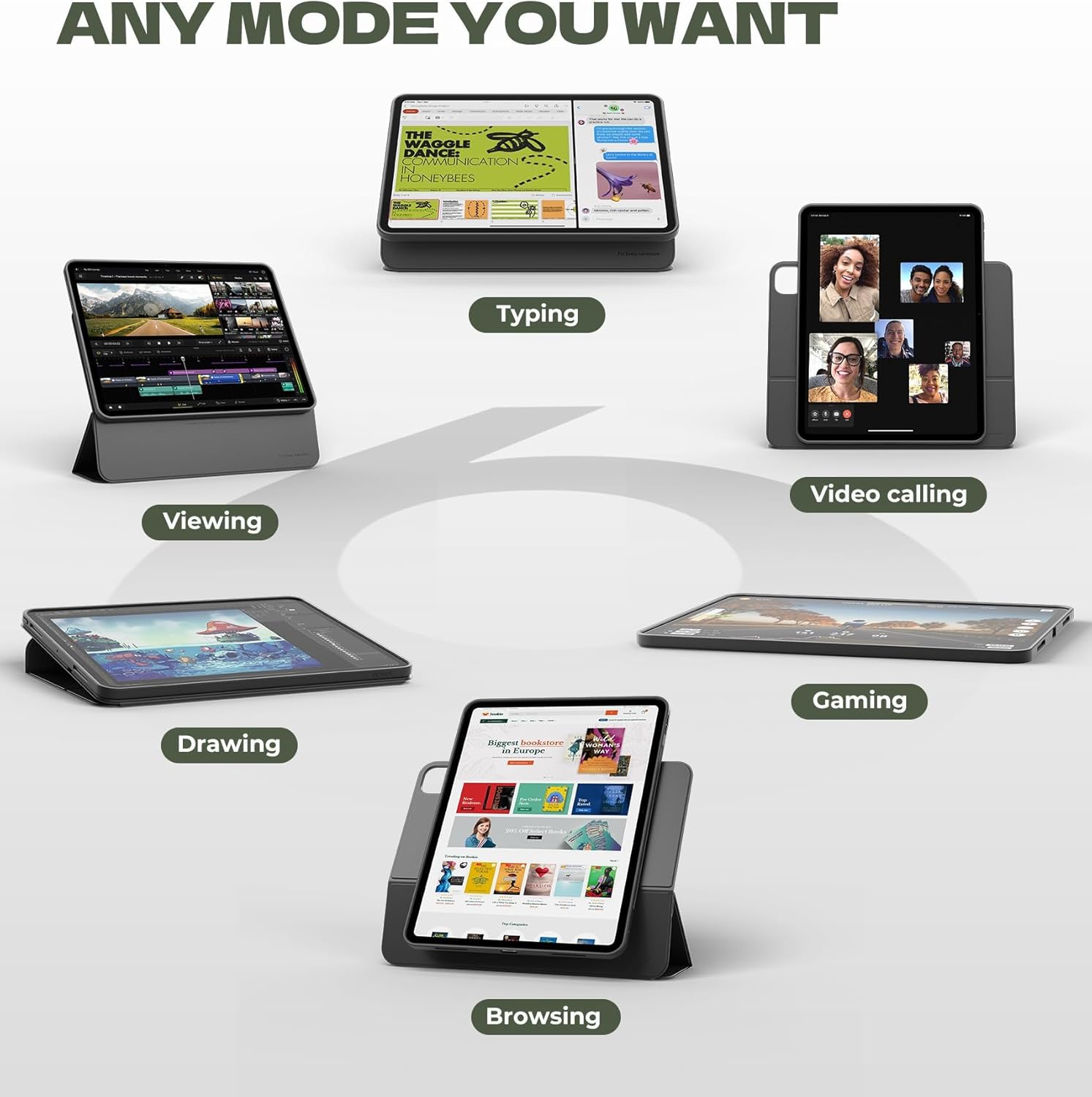 Dexnor for iPad Pro 13 Inch Case 2024 M4, Magnetic Floating Slim Removable Protective Cover Adjustable Portrait/Landscape Stand with Raised Screen View Multiple Angles Auto Sleep and Wake, Black