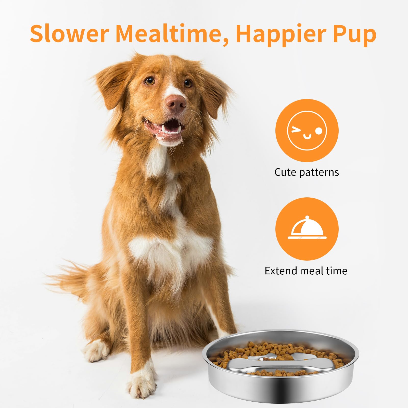 Slow Feeder Dog Bowl - 2 Cups Stainless Steel Dog Slow Feeder Food Bowl, Metal Non-Slip Lick Plate,Puppy or Cat Food Holder,Pet Supplies,Puzzle Maze Dish for Medium Sized Breeds - image 3