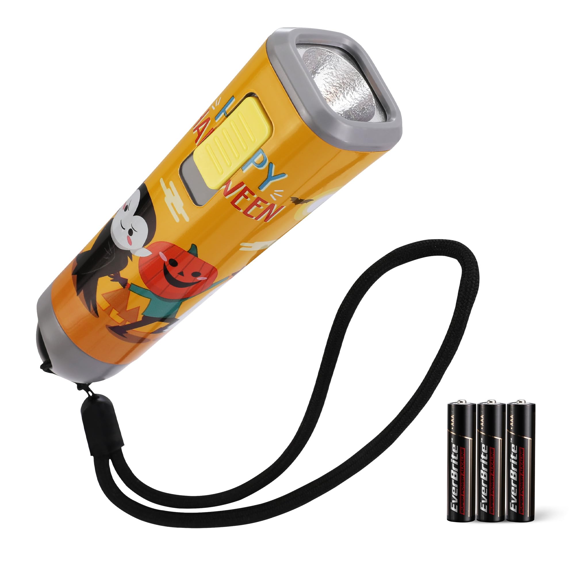 EverBrite Taschenlampe mit Kordel Orange, LED kleine Taschenlampe 1W mit 3 AAA Batterien, Geschenke Mitgebsel