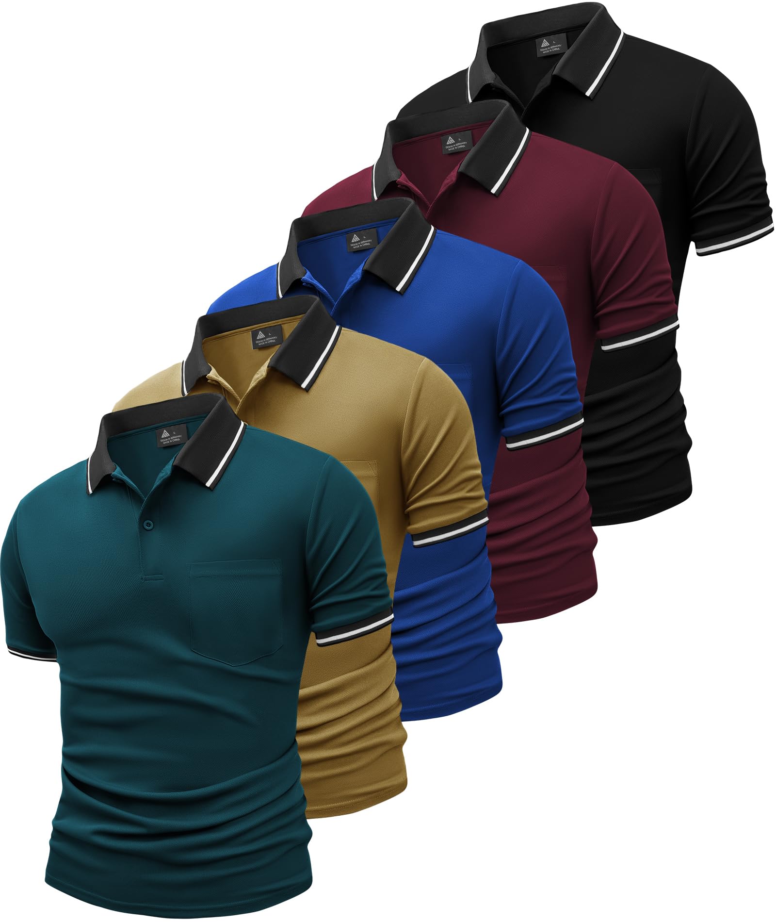 Photo 1 of GEEK LIGHTING 5 Pack Men Polo Shirts with Pocket Multipack Golf Shirt for Men Moisture Wicking Casual Athletic Work T-Shirts