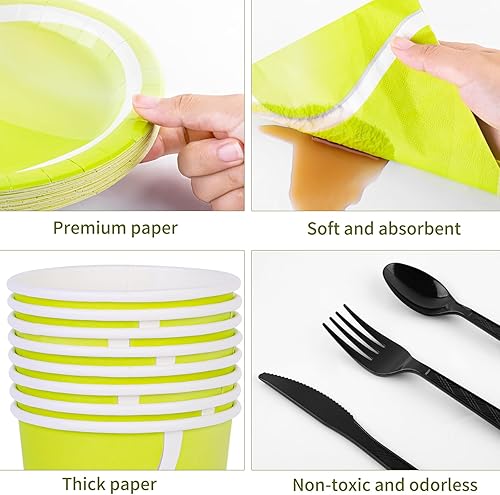 Miniatura 4 de durony 169 piezas de suministros de fiesta de golf incluyen 48 platos de postre de golf, 24 tazas de papel de golf, césped verde, mantel de