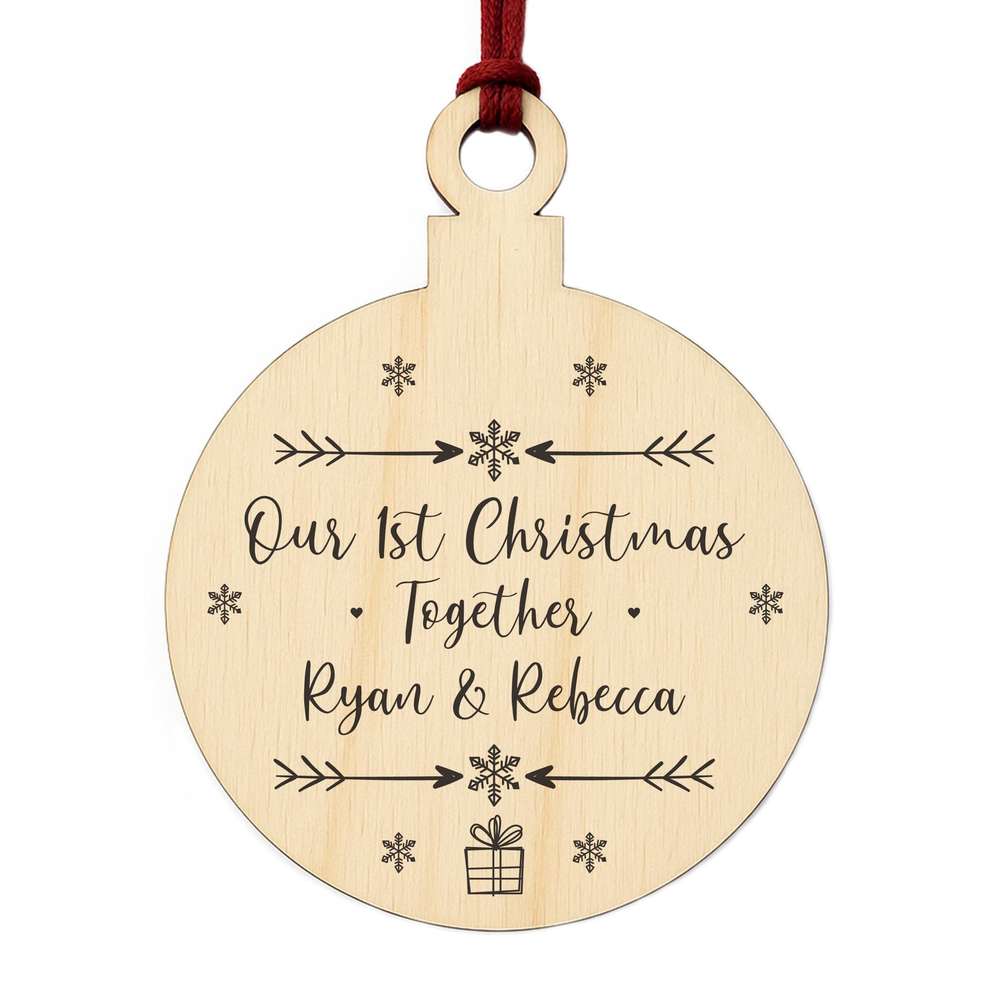 Our 1st Christmas Together Wood Bauble PERSONALISED Boyfriend Girlfriend Gift