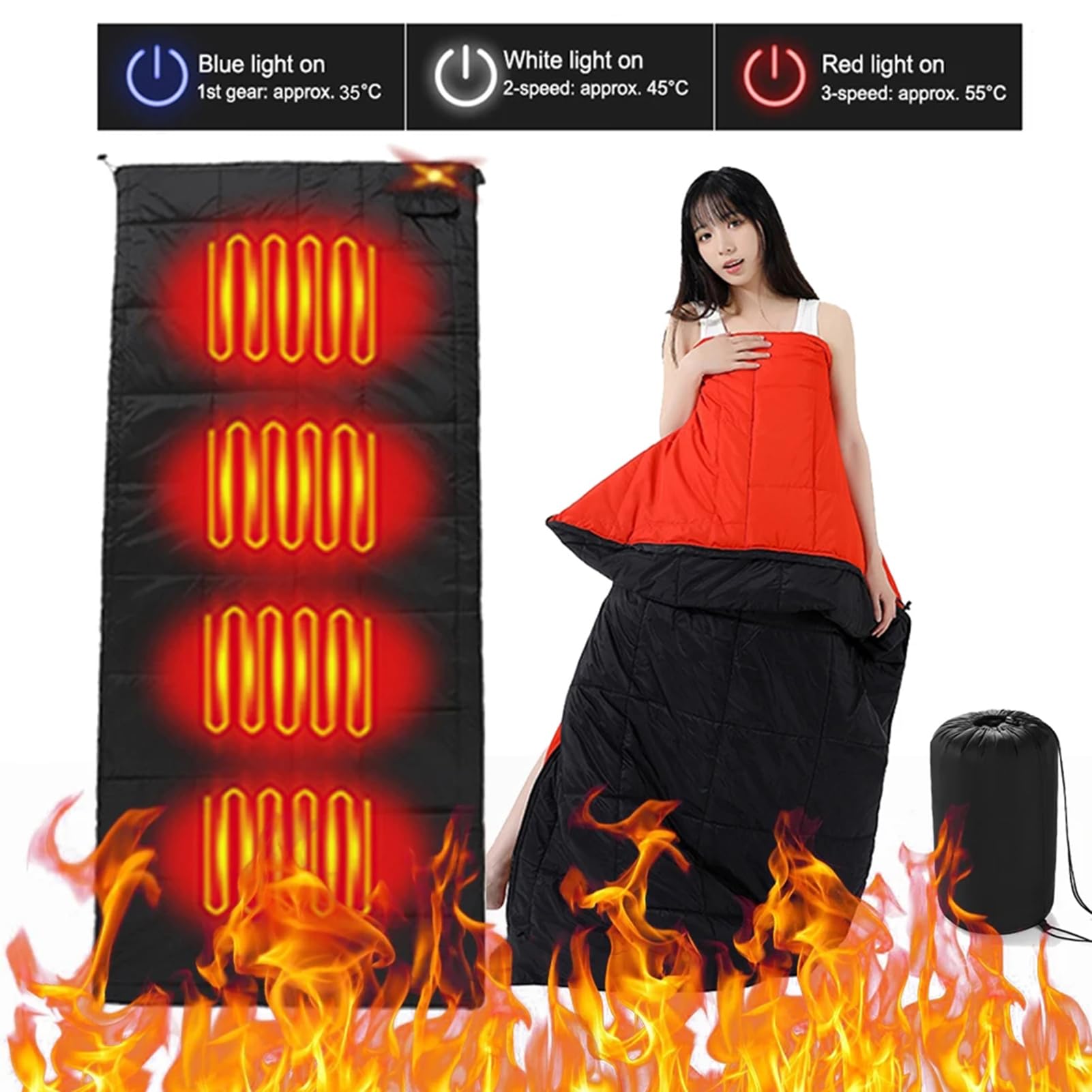 Sac De Couchage Chauffant USB - Sac De Couchage 4 Saisons Pour Adulte