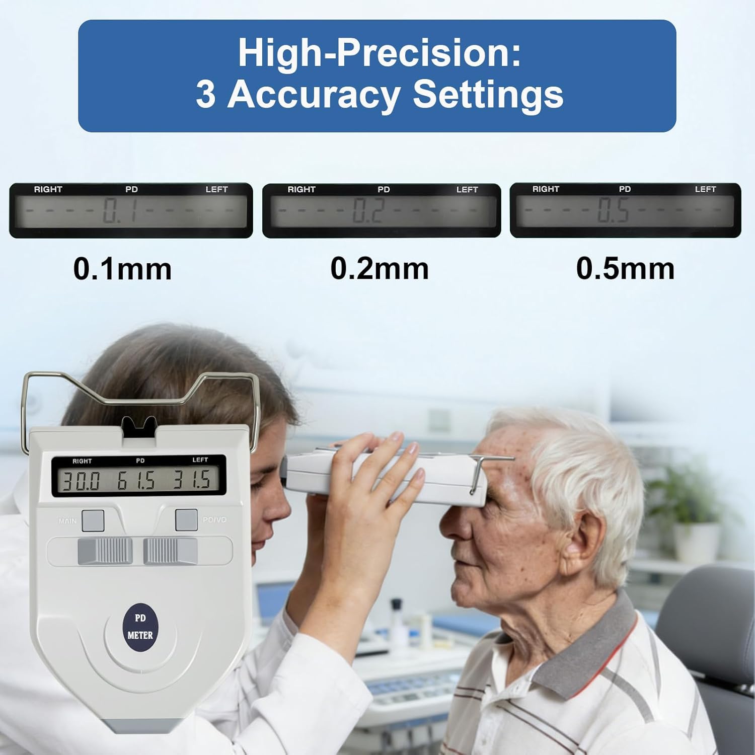 Optical Digital Pupilometer, LED Pupillary Distance Meter Pd Meter with Memory Function, Diopter Compensation Pupil Distance Meter, Interpupillary Distance Measuring Tool