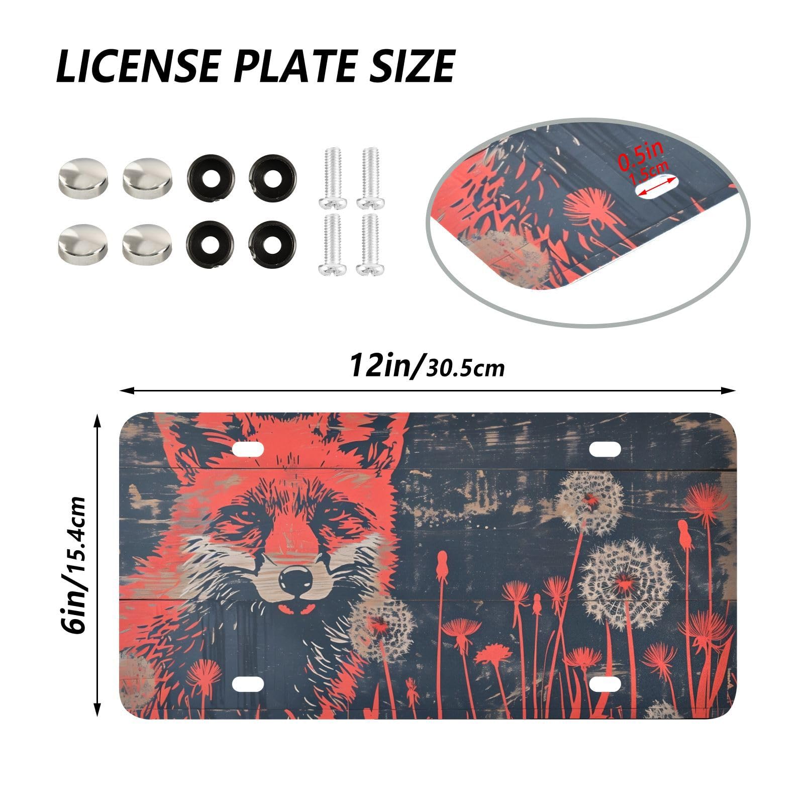 Skull & Blue Flower License Plate Cover - 6x12 Inch Aluminum, Waterproof Decorative Plate For Car Truck SUV