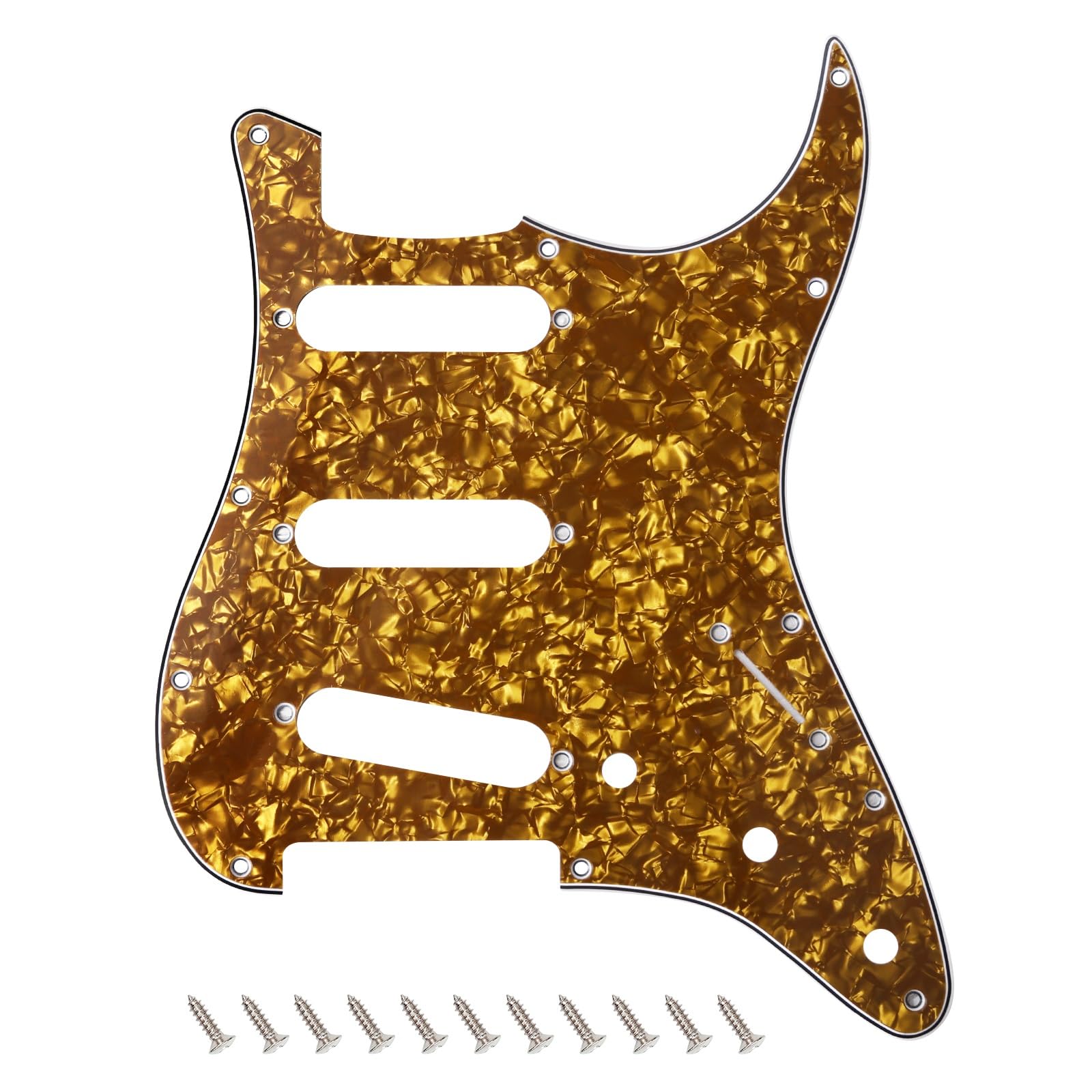 Banworks 4 Ply Strat SSS Pickguard 11-Hole Electric Guitar Pickguard Scratch Plate for USA/Mexican Modern Style Standard Stratocaster ST JT/HB-01 Bronze Pearl