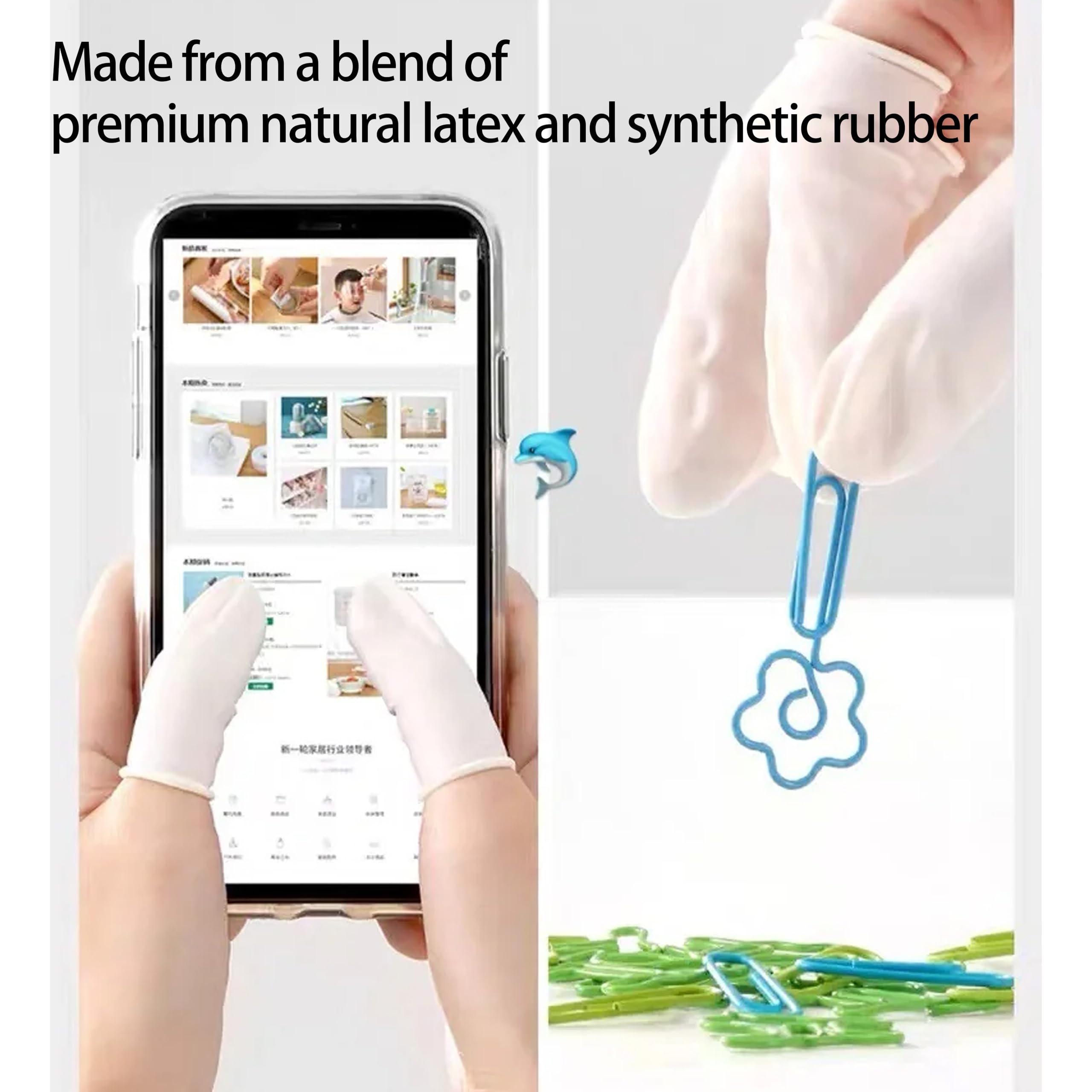 NIYATA 100Pcs Doigtier Silicone pour Doigt,Doigtiers Roulés en Latex,6.5CM Protege Doigt Antidérapant,Protège Doigt Médical,Résistant à l'eau et à l'huile
