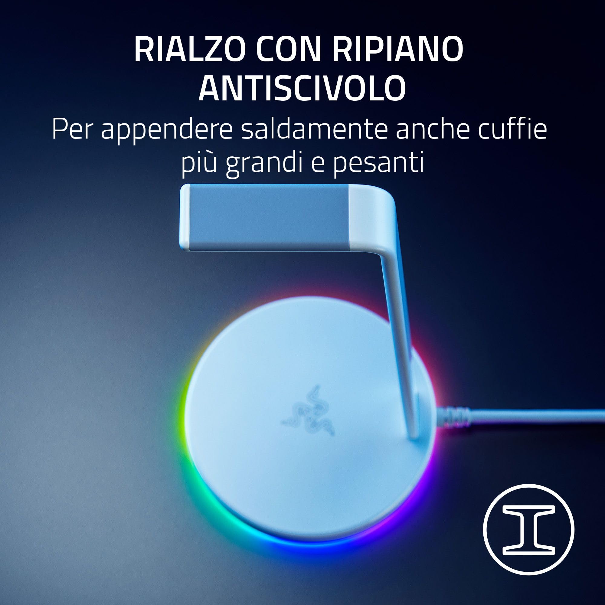 Razer Base Station V2 Chroma - Supporto Cuffie e Hub USB (Con Illuminazione RGB, con Audio Surround 7.1, Supporto Cuffie Integrato con Base Antiscivolo) Nero