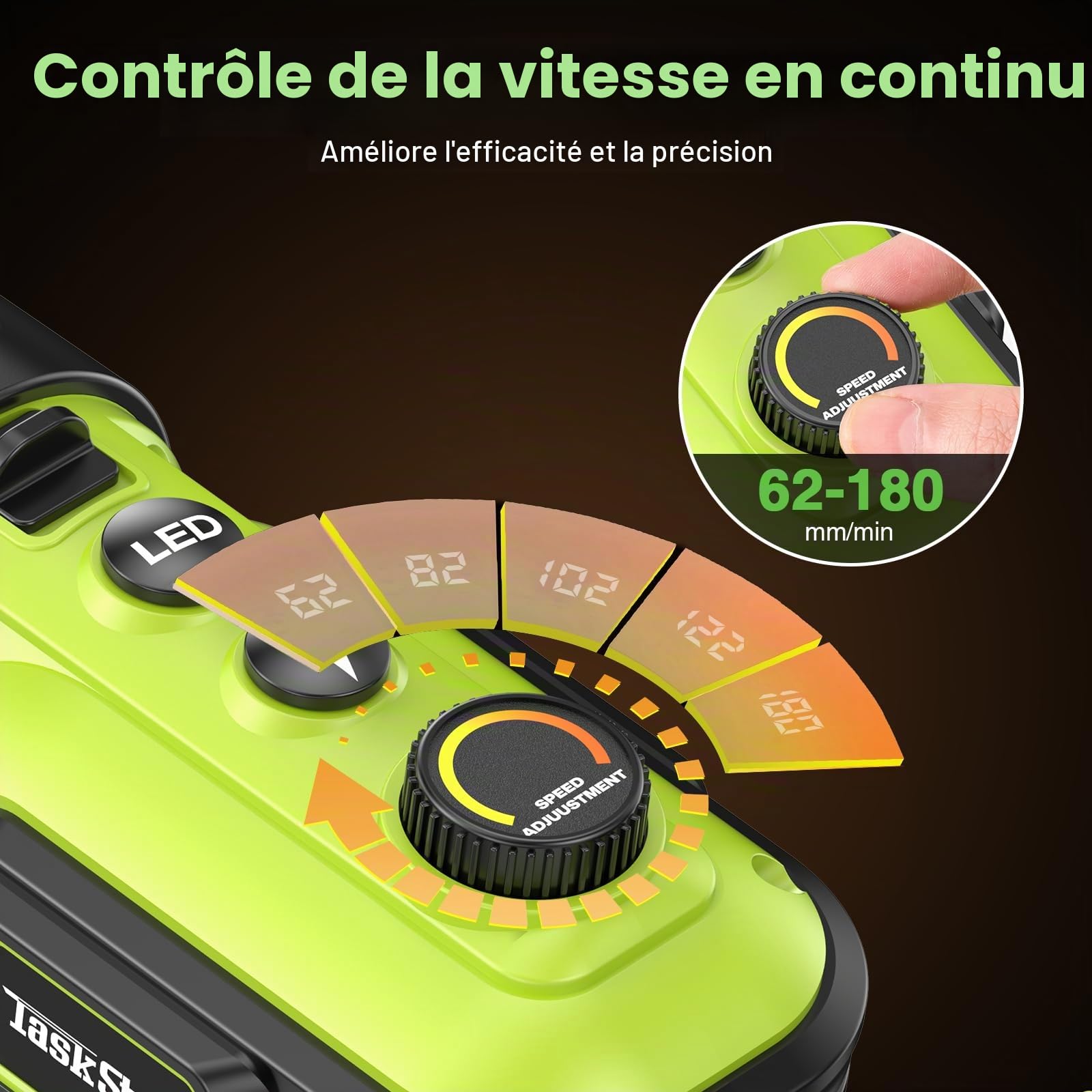 Pistolet à calfeutrer électrique compatible avec Makita-20 V, pistolet à calfeutrer sans fil avec 2 batteries de 2,0 Ah, lumière LED, vitesse variable, pistolet à mastic de batterie