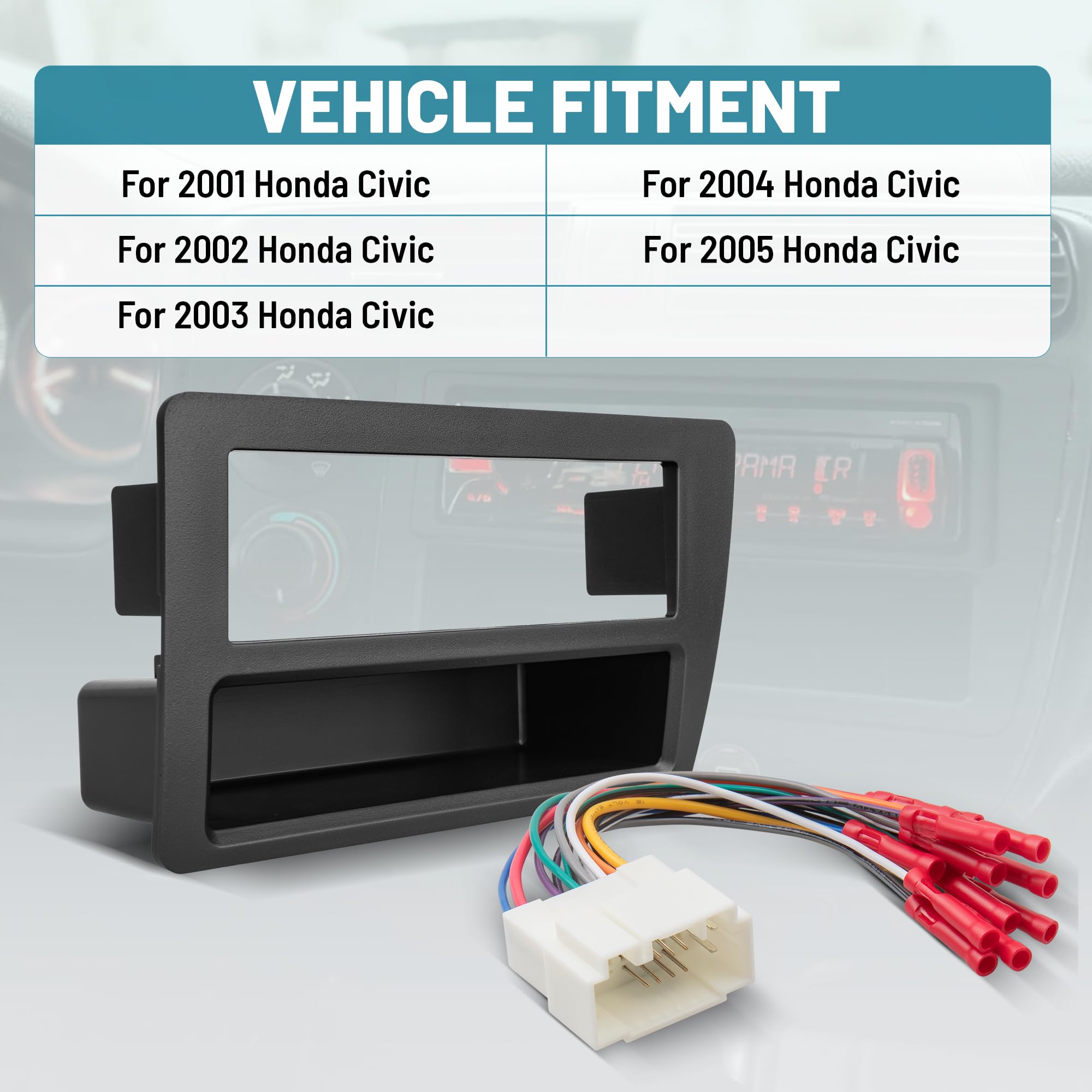 【中古】2001-2005 Honda Civic Except 2005 Civic Se 2-Din ターボインストールキット-2パック Amazon.com: NuIth Double DIN Stereo Installation Dash Kit for 2001