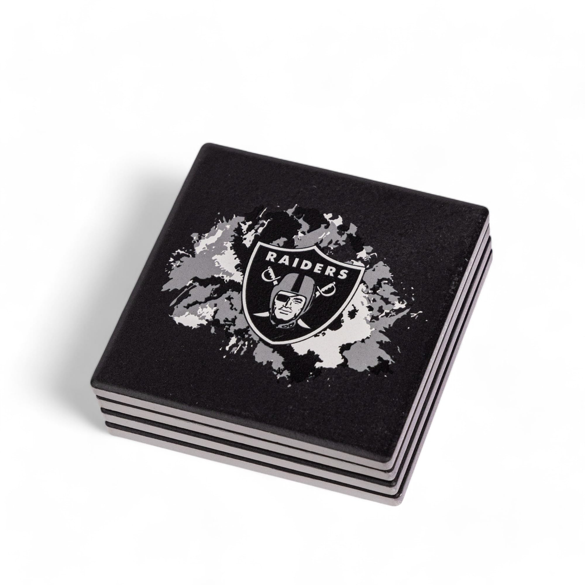 The Memory Company Officially Licensed NFL Ceramic Coaster Set - 4-Pack Square Team Logo Drink Coasters for Home, Office & Bar - Non-Slip Table Protection, Blast Team Color