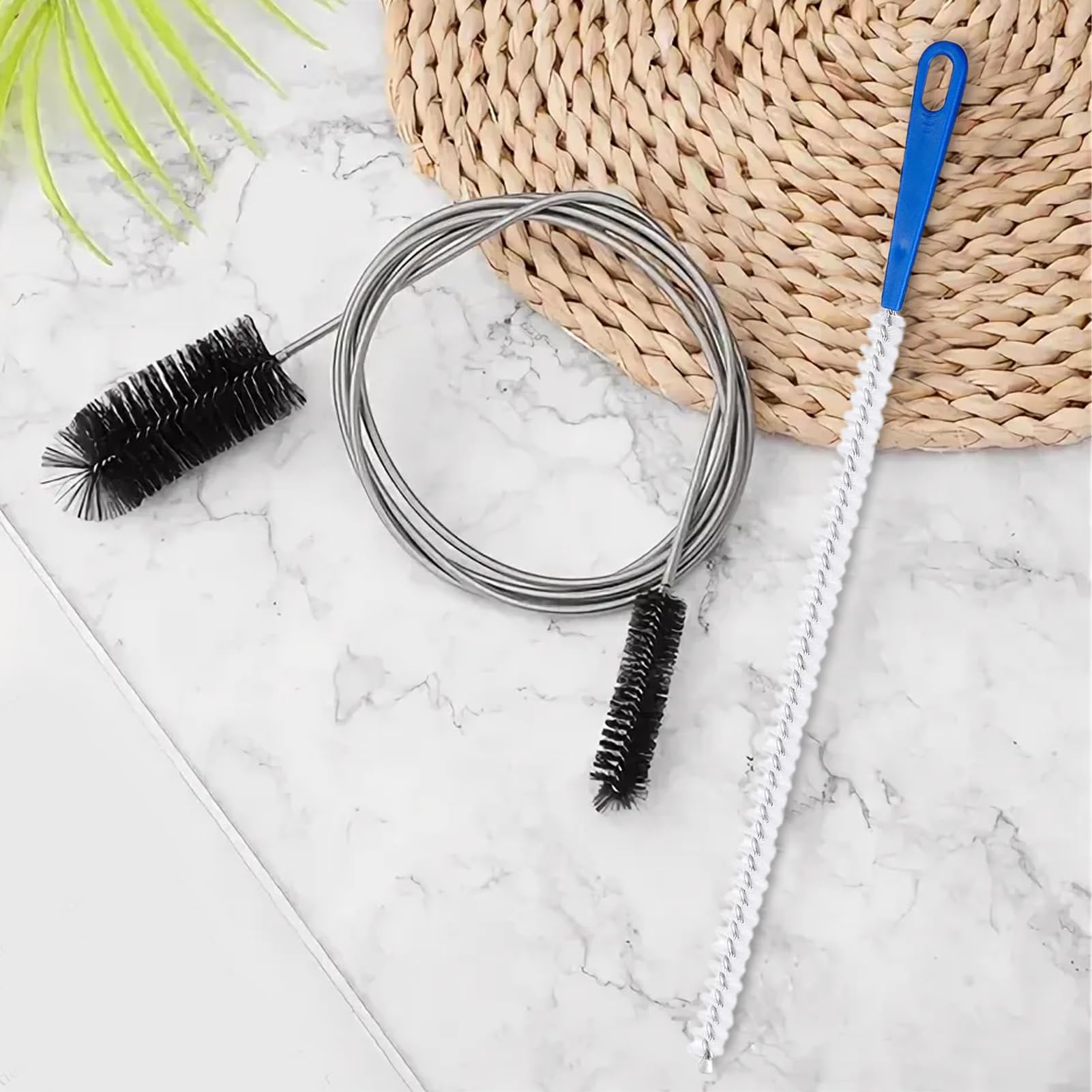 Cepillos de desagüe flexibles, juego de 2, herramienta para eliminar obstrucciones, tuberías, cabello, grasa, aceite, cuidado de conductos HVAC