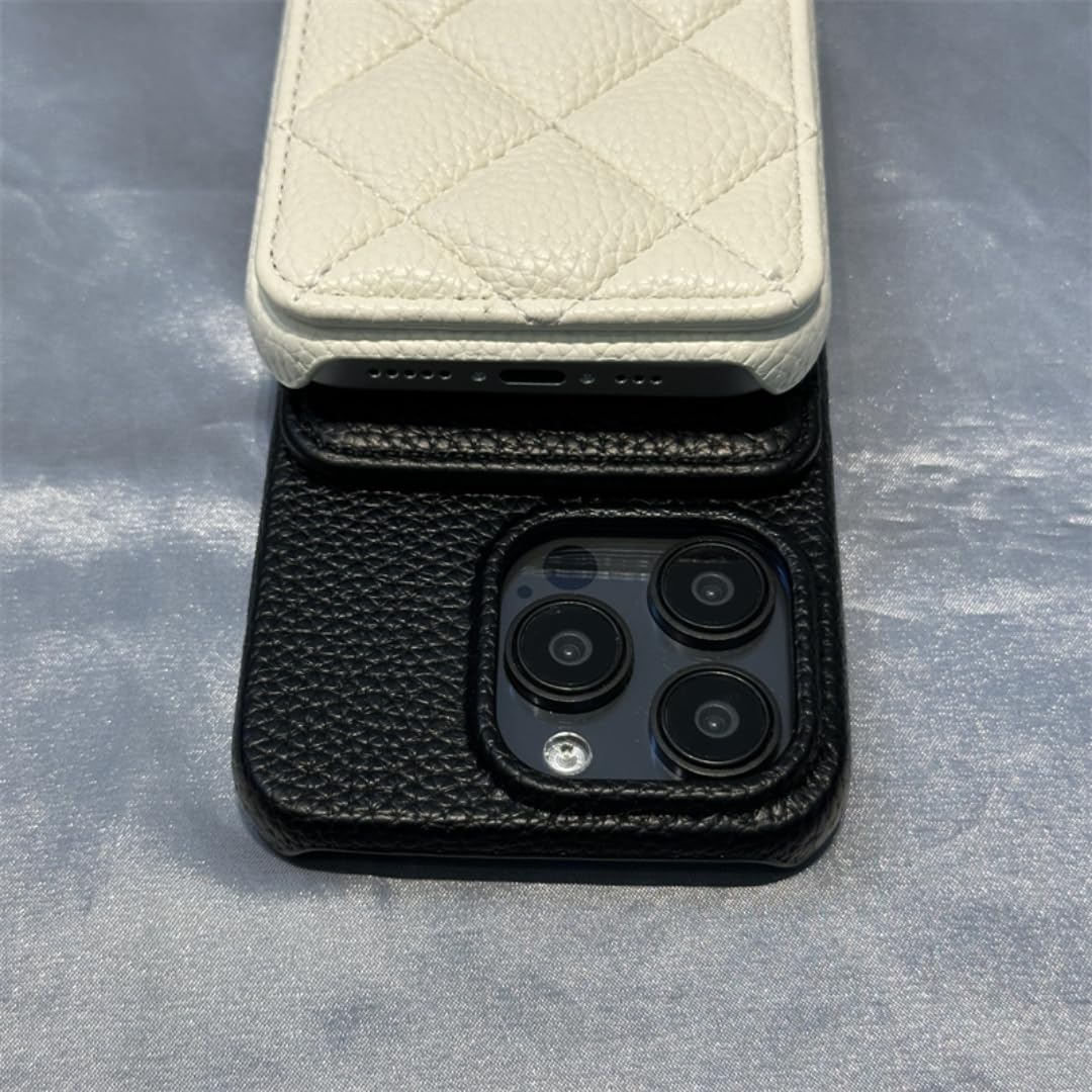 Funda Tipo Cartera de Lujo para iPhone 17 Pro con Bolsillo para Tarjetas, diseño Moderno de Rejilla y Acabado Mate (para iPhone 17 Pro/Morado Claro).