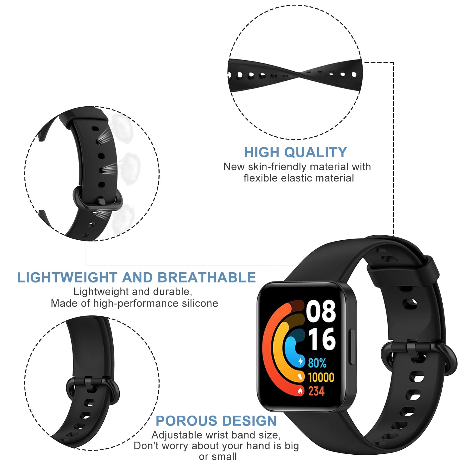 BANGTING 6 Pezzi Cinturino Compatibile con Xiaomi Mi Watch Lite 2 / Redmi Watch Lite 2, Braccialetto Ricambio Cover (6 Colori)