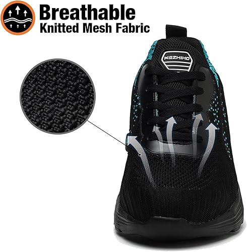 Miniatura 6 de Kezhiho Zapatos de trabajo con punta de acero para hombre, ligeros, cómodos, antideslizantes, a prueba de pinchazos, zapatos de seguridad,