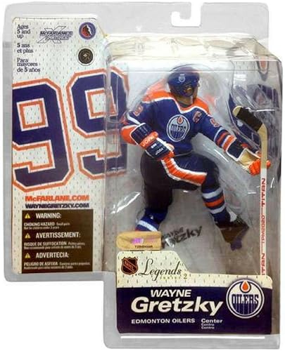 McFarlane Toys Figura de la serie II de las leyendas de la NHL: Wayne Gretzky con camiseta azul Edmonton Oilers (Centro)