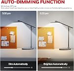 Honeywell Desk Lamp for Home Office, H4 Sunturalux™ Eye-Caring LED Desk Light, 700LM Dimmable Desk Lamp with Timer, Adjustable Reading Light, Touch Auto Dimming Table Lamp for Study, Bedroom