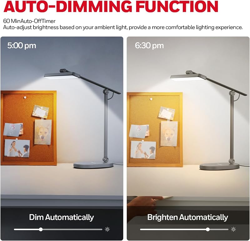 Honeywell H4 Sunturalux LED Íróasztali Lámpa - Szembarát Olvasólámpa 3 Színhőmérséklettel, 5 Fényerőszinttel, Automatikus Fényérzékelővel, I