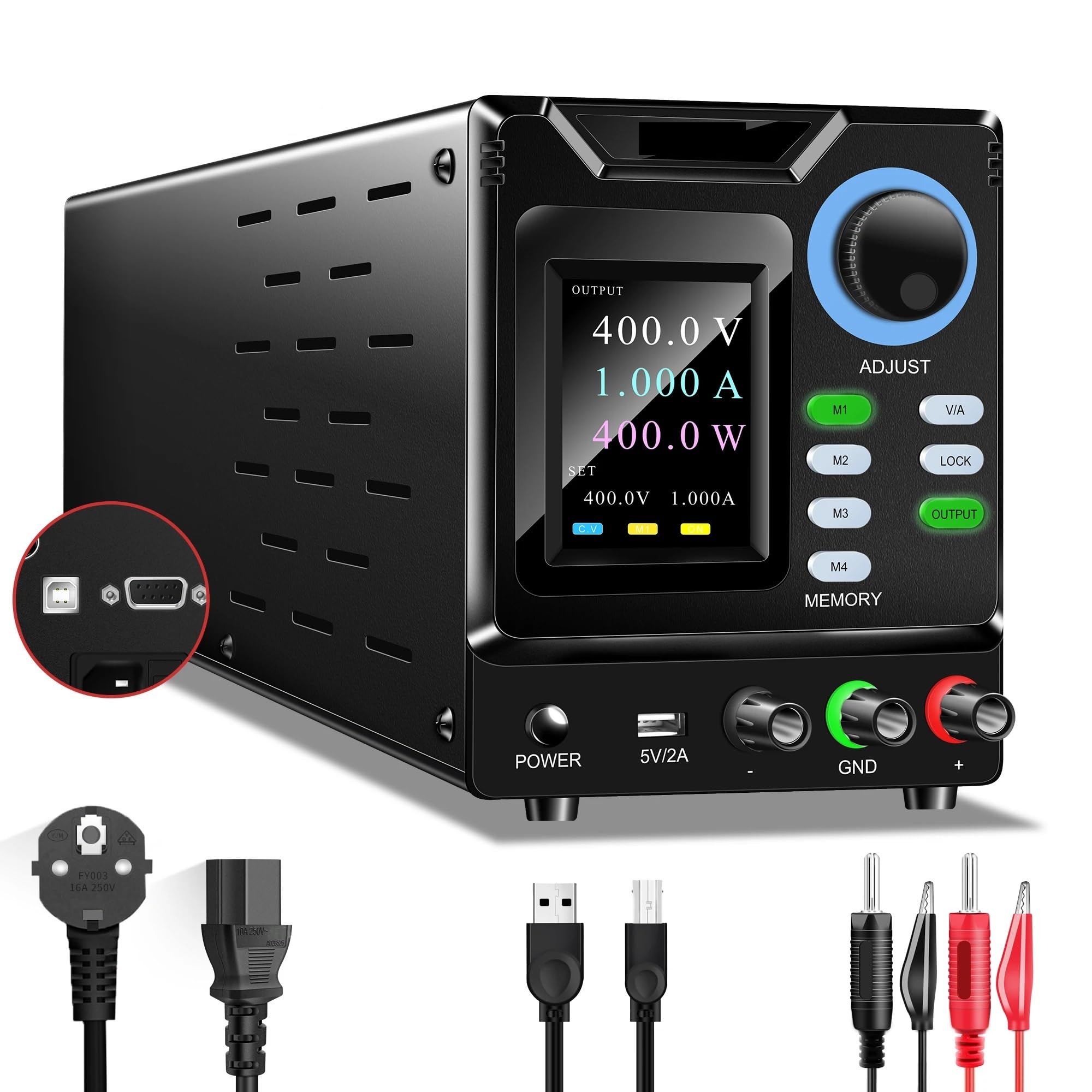 Tieoaxft 200V 300V 400V 1A Rs232/Usb Programmable Dc Power Supply Adjustable Regulated Lab Bench Power Software Connect Pc 30V 10A(Rs232-400V1a)