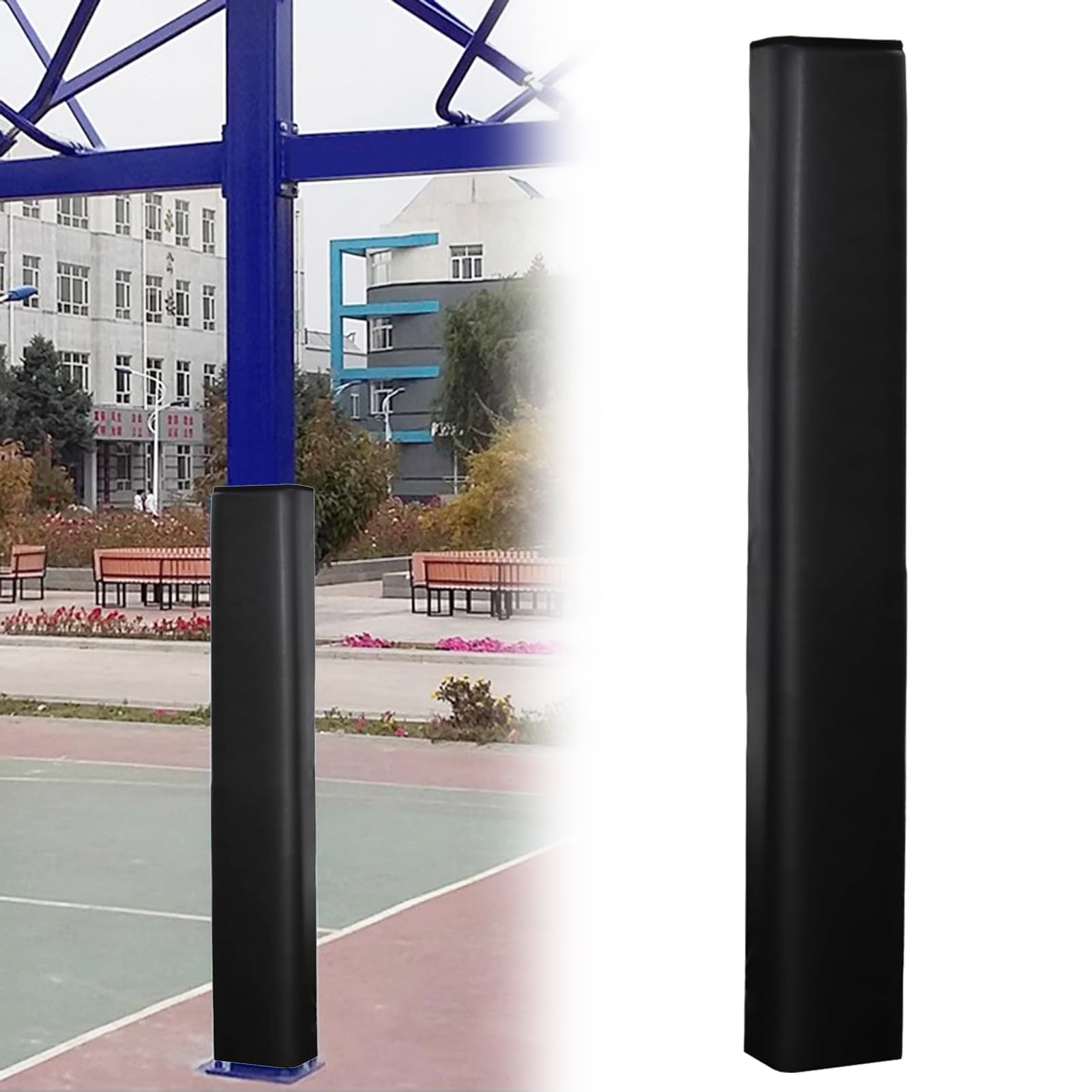 Acolchado para postes de baloncesto, envolturas negras de protección contra impactos para postes de estacionamiento y postes de metal, cubiertas de absorción de golpes para aros de baloncesto