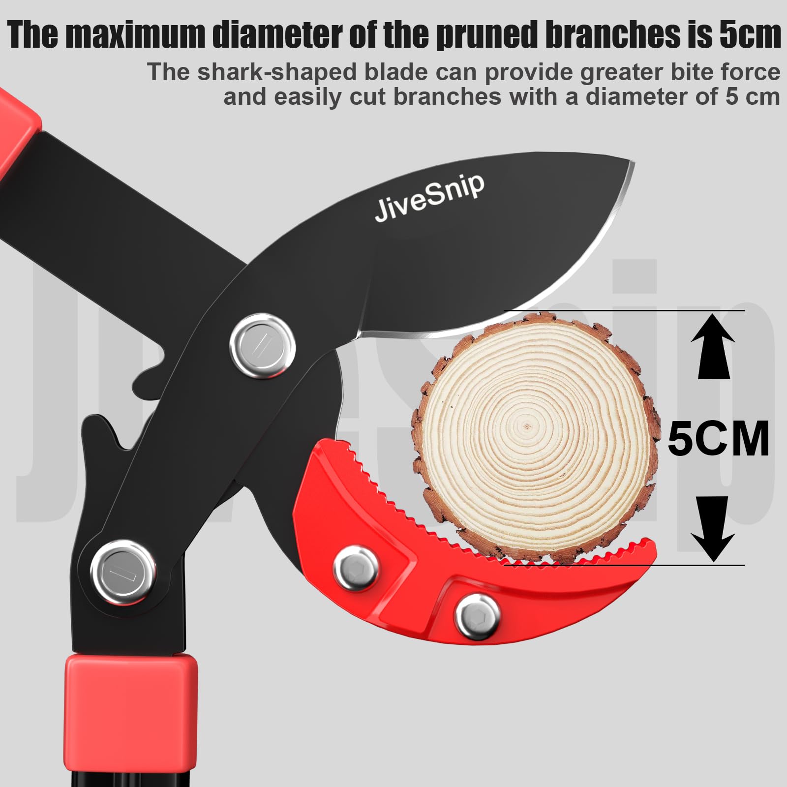 JiveSnip Sécateur de Jardinage Robuste, Coupe-Branches Avec Structure à Engrenages, Lames SK5 Avec Revêtement en Téflon, Poignées en Alliage D'aluminium